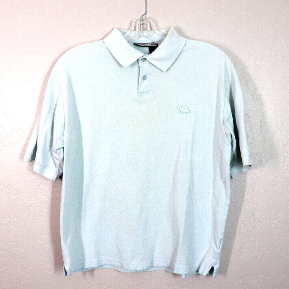 Roca Wear Polo Shirt Mens Large Ice Blue Cotton Short Sleeve Pullover Collar